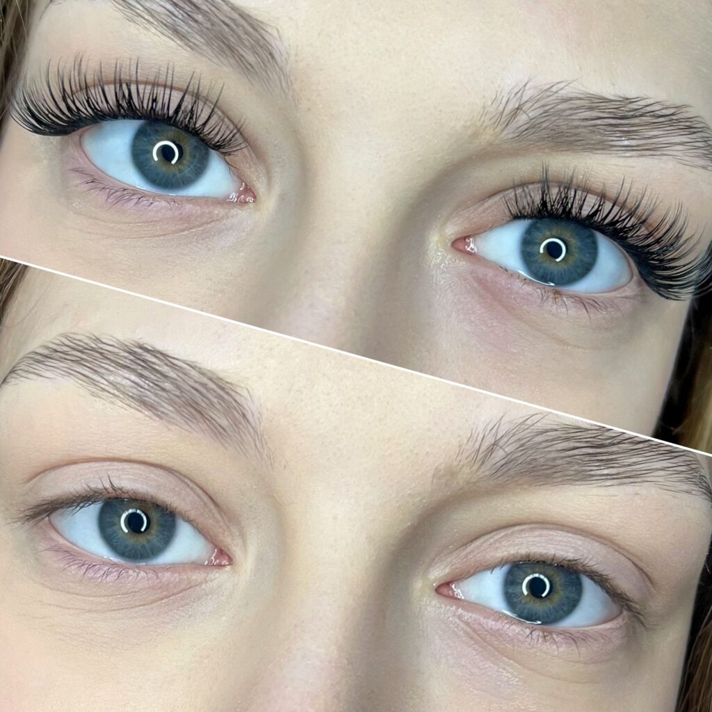 cluster eyelash extensions before and after